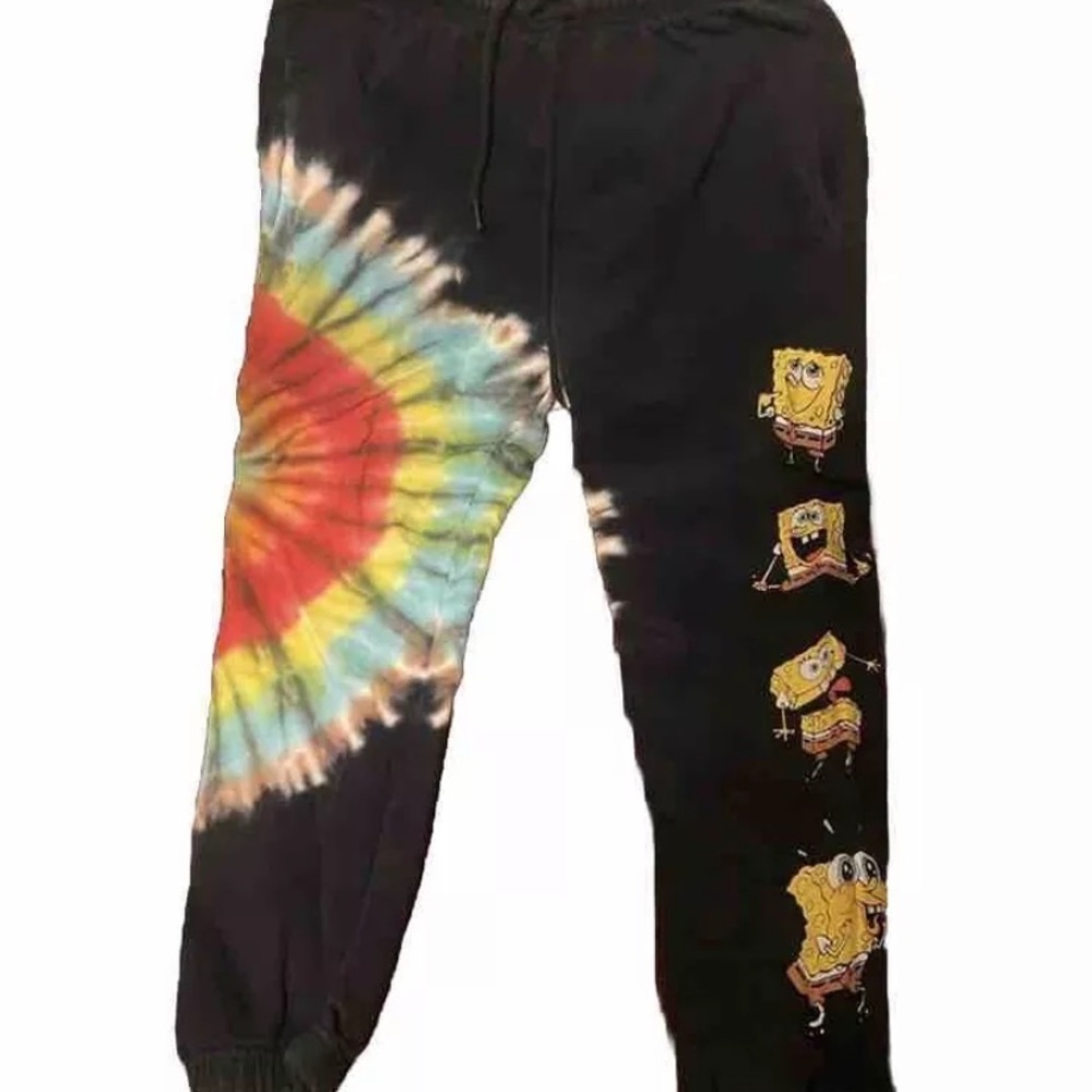 SpongeBob Black Tie-Dye Sweatpants